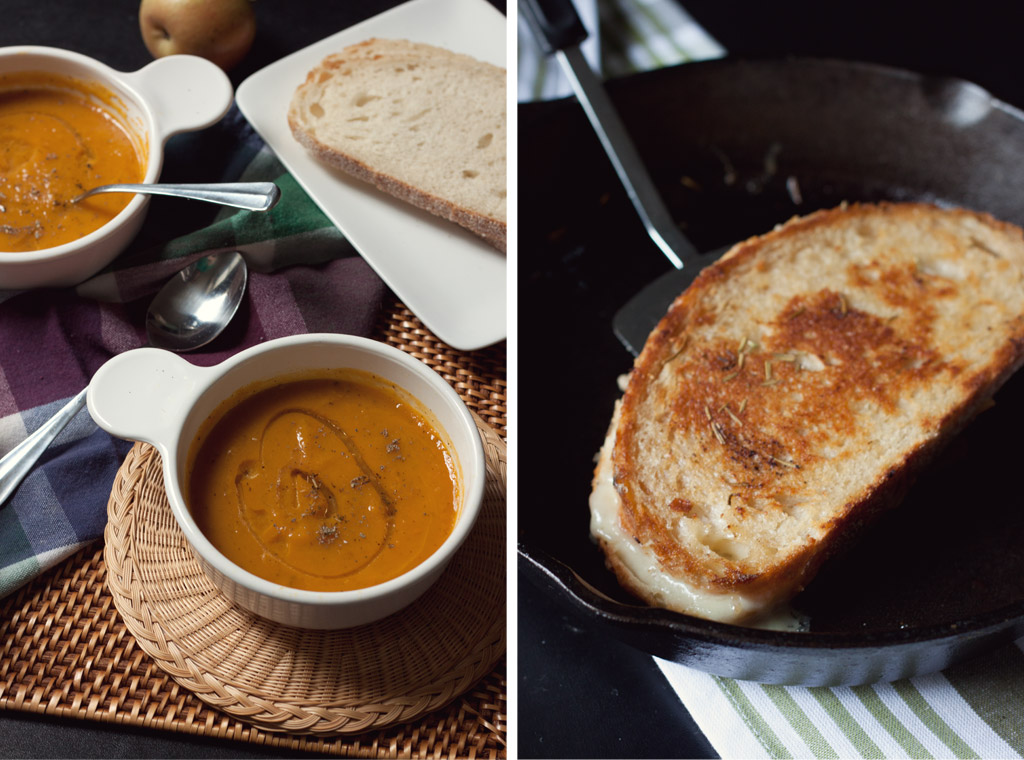Butternut Squash-Apple Soup & Gouda Grilled Cheese