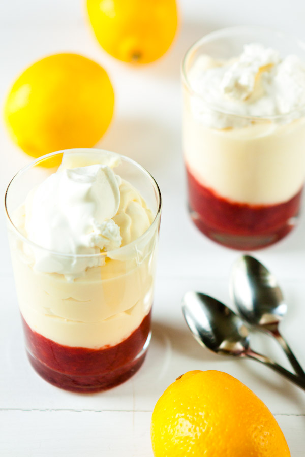 Lemon Mousse with Strawberry Compote